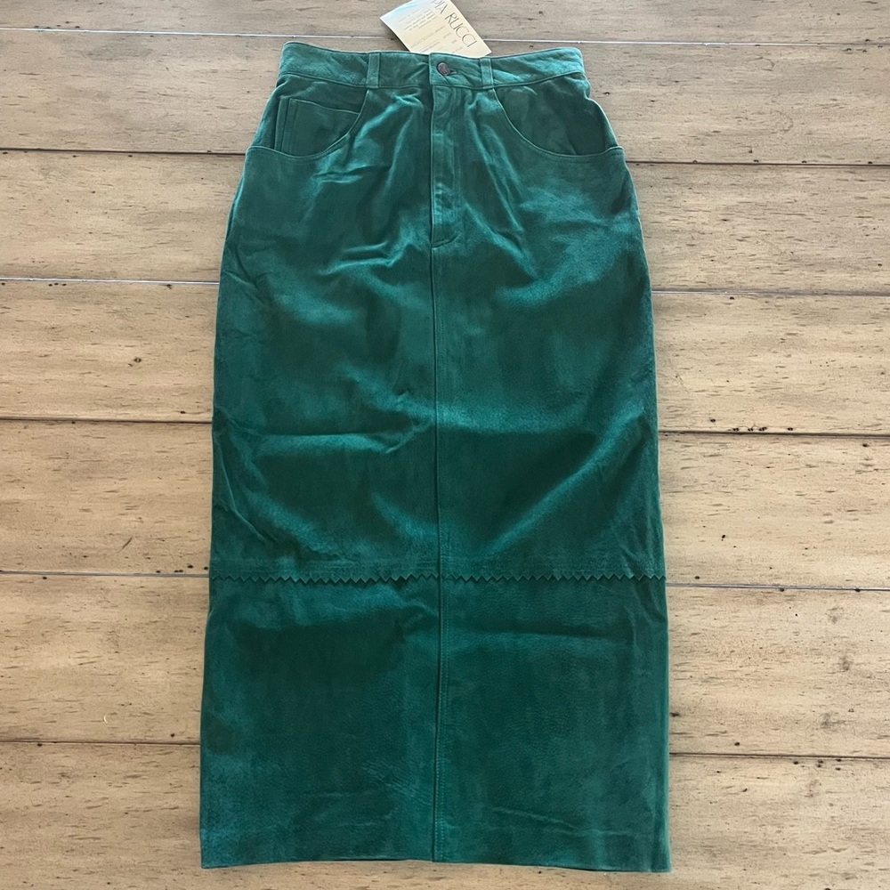 Pia Rucci vintage green suede skirt NWT
